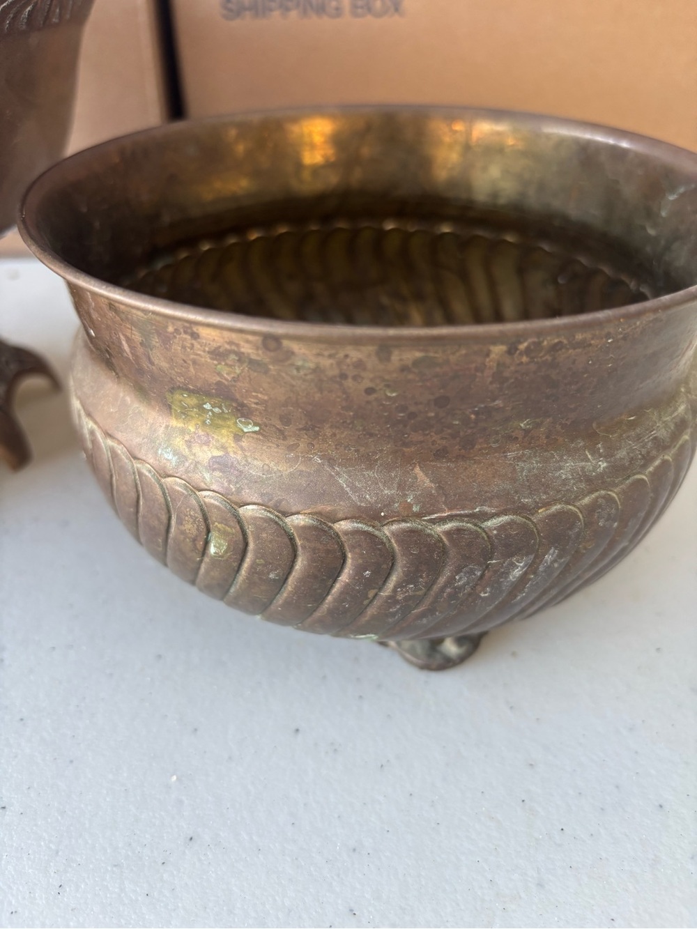 Vintage Brass Bronze Decorative Footed Bowls - Brown Brass Finish - Picture 3 of 14